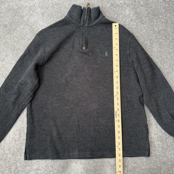 Polo Ralph Lauren Sweater Mens Large Gray Quarter Zip Pullover Pony Logo Cotton - Picture 5 of 6